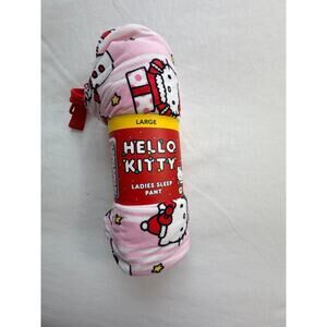 NEW Hello Kitty Pink Holiday Plush Pajama Pants - Sanrio Christmas - Size Large